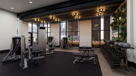 Gym with fitness equipment