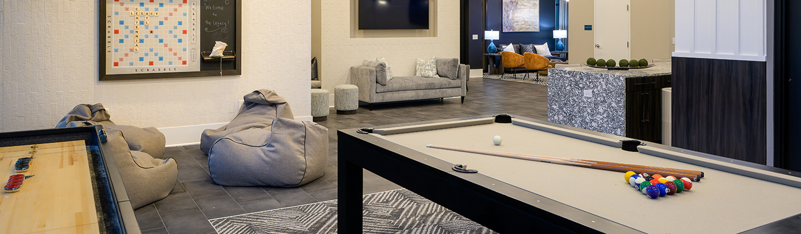Resident lounge featuring a pool table