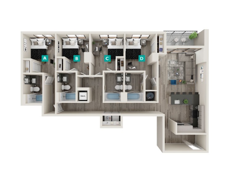 Downing - 4x4 Floor plan