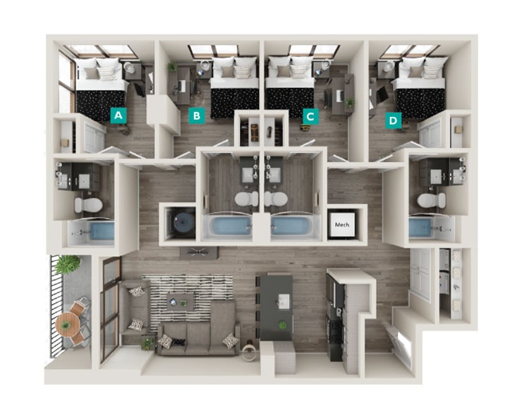 Deerwood - 4x4 Floor plan