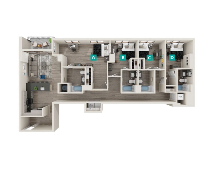 Dover - 4x4 Floor plan